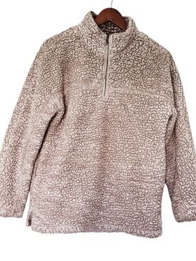 Altar'd State Taupe Sherpa Half-Zip Pullover